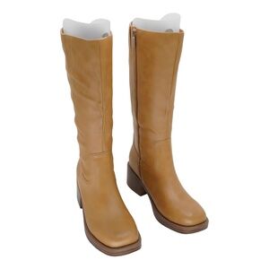 Wild Pair Womens Warblerr Riggs Boot Square Toe Mid Calf Banana Brown Size 7M